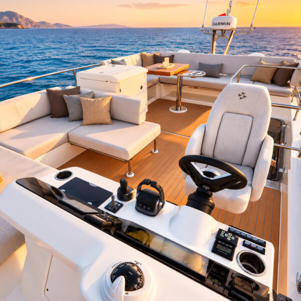 LA FAMILIA Prestige 4.9 flybridge lounge and helm